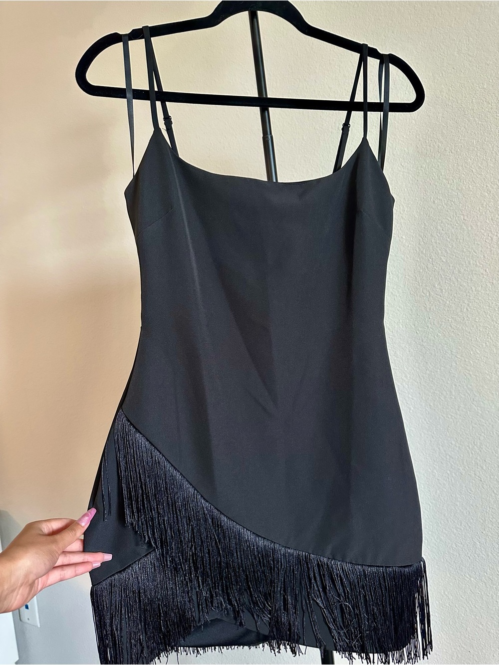 Seni & Cade Black Slip Dress with Spaghetti Straps
